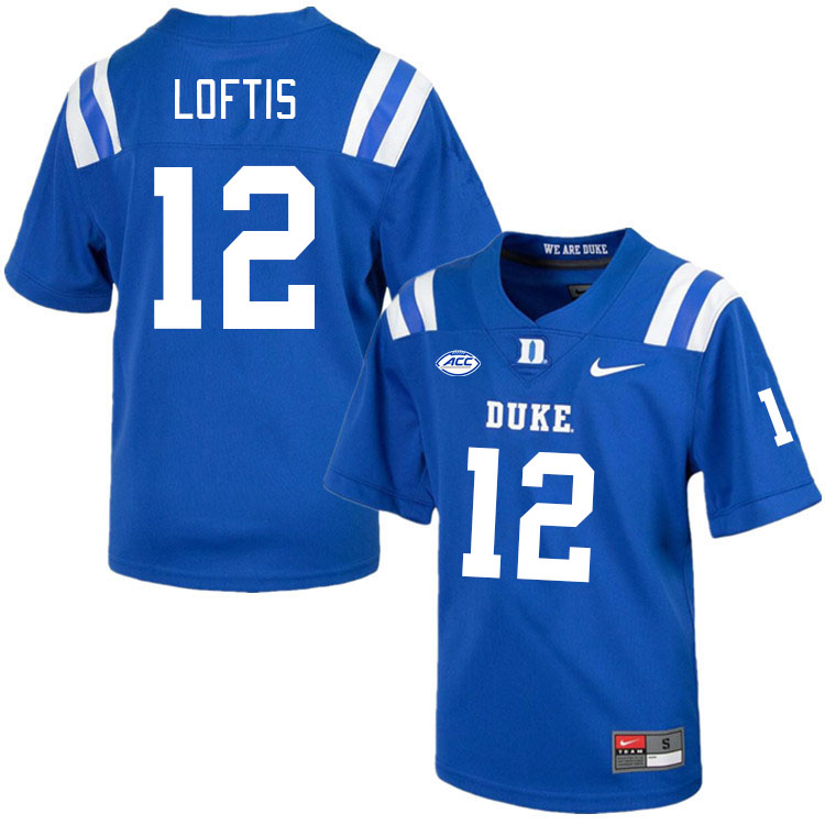 Duke Blue Devils #12 Grayson Loftis College Football Jerseys Stitched-Royal